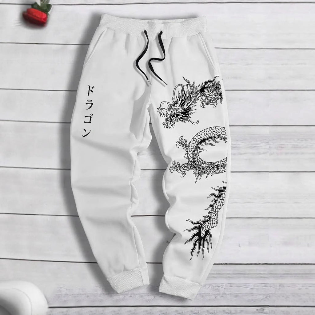 Dark Printed Loose Men’s And Women’s Lace-up Sweatpants