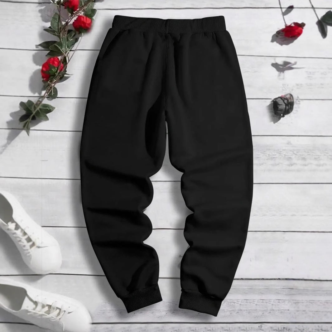Dark Printed Loose Men’s And Women’s Lace-up Sweatpants