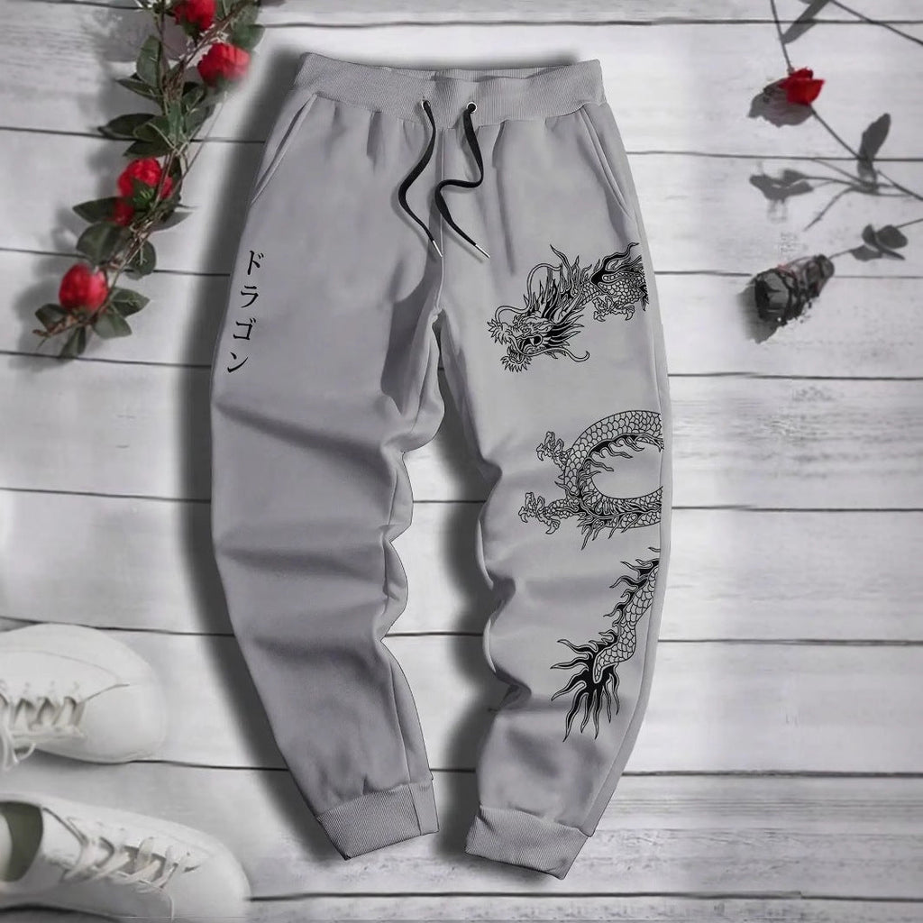 Dark Printed Loose Men’s And Women’s Lace-up Sweatpants