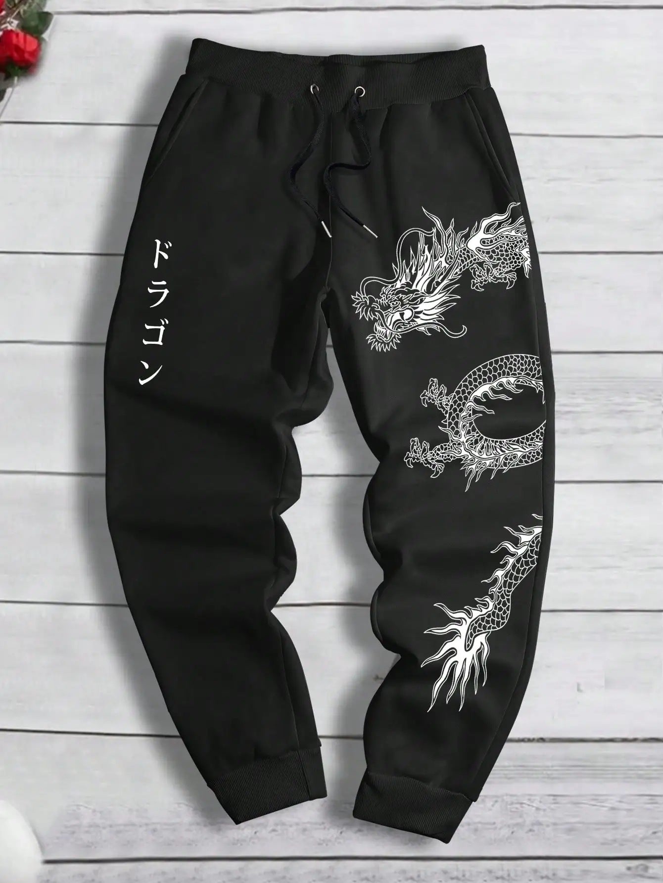 Dark Printed Loose Men’s And Women’s Lace-up Sweatpants - Black / S