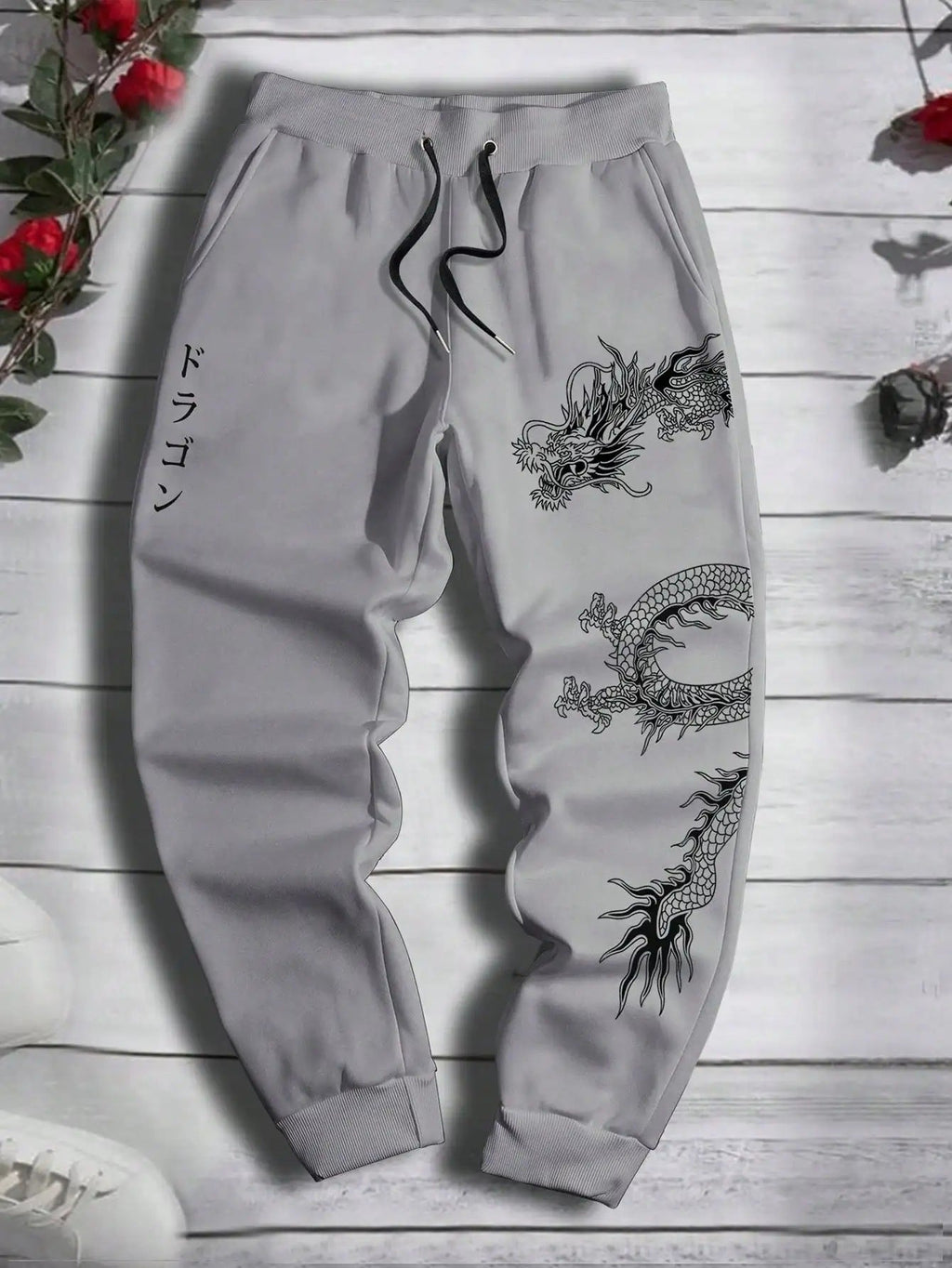 Dark Printed Loose Men’s And Women’s Lace-up Sweatpants - Dark Gray / S