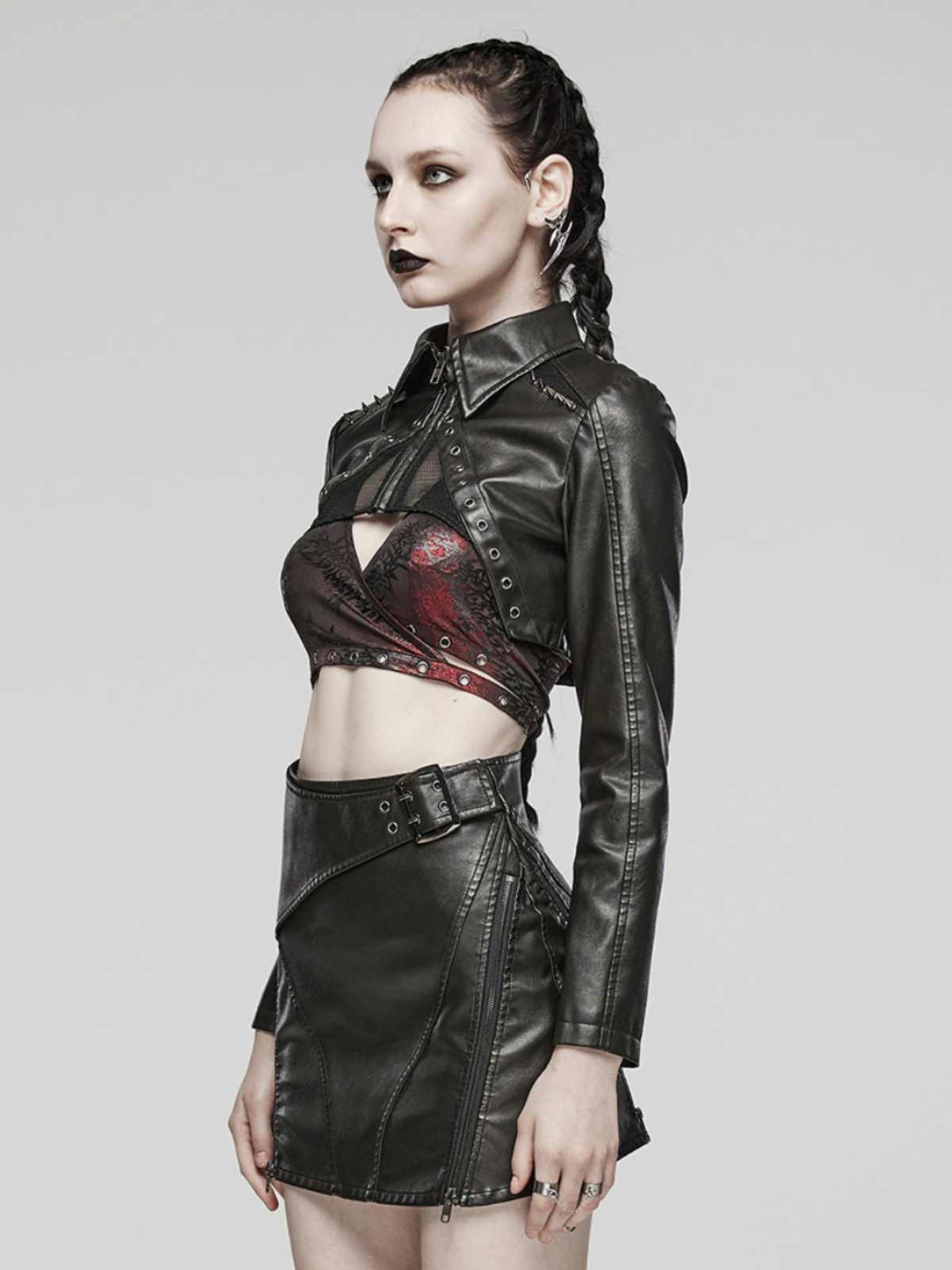 Women’s Dark Sweet Cool Short Leather Coat