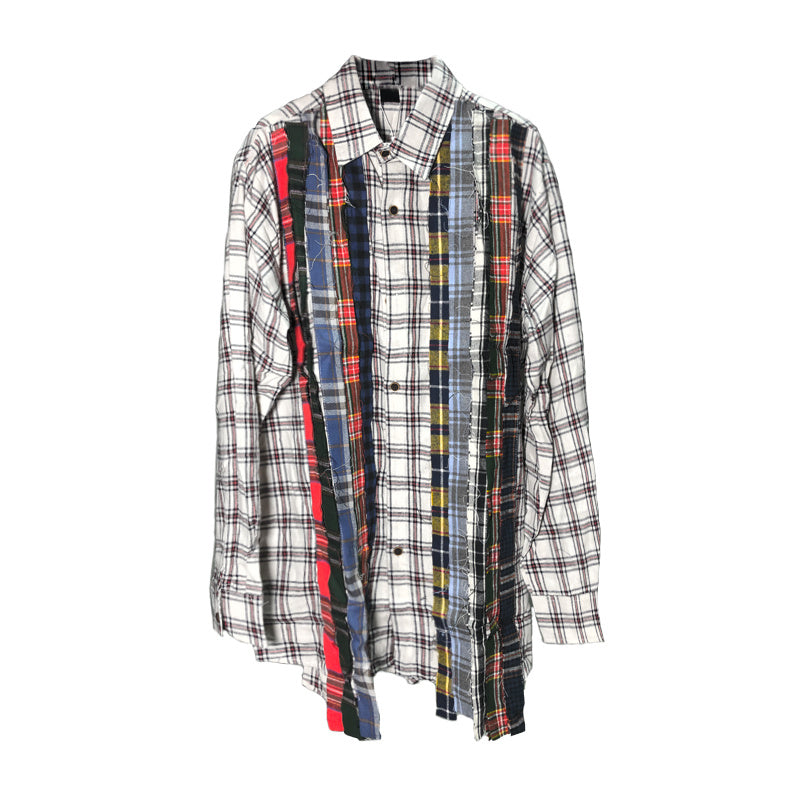 Stitching dark vintage destroys irregular shirts - White / XXL