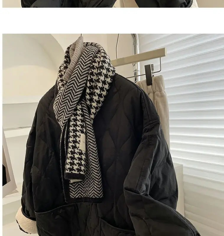 Winter Stitching Diamond Lattice Cotton-padded For Women Baggy Coat