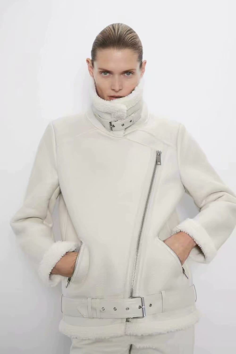 Fur Coat Women’s Fleece-lined Thick Motorcycle Jacket