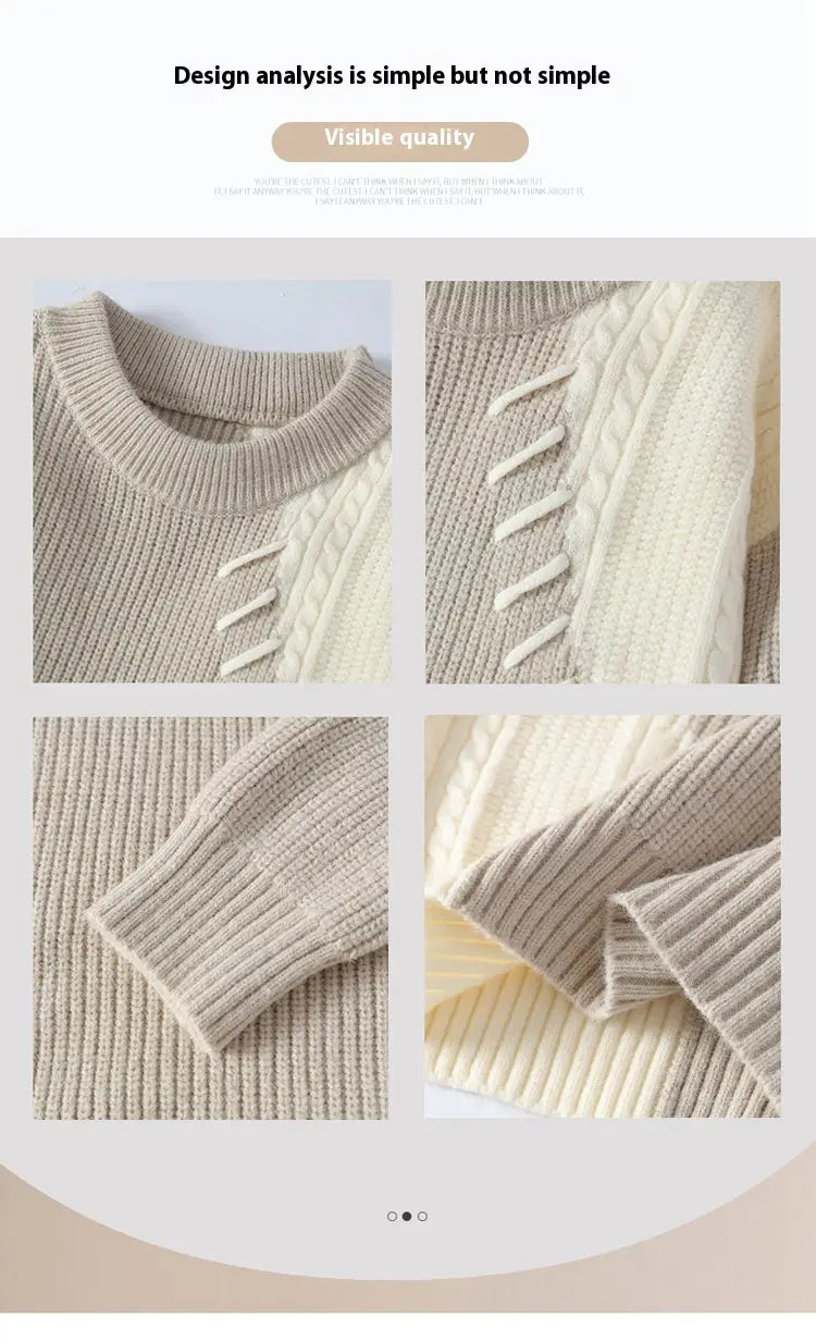 Matching Comfortable Loose Round Neck Sweater