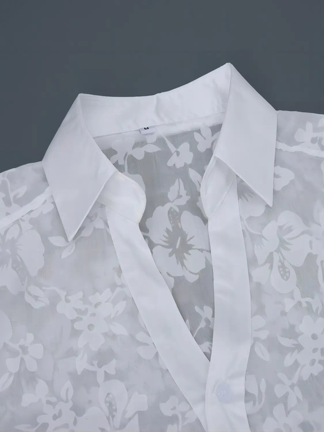 Hawaiian Jacquard Shirt Transparent Cutout Short Sleeve Thin Holiday Beach Shirt