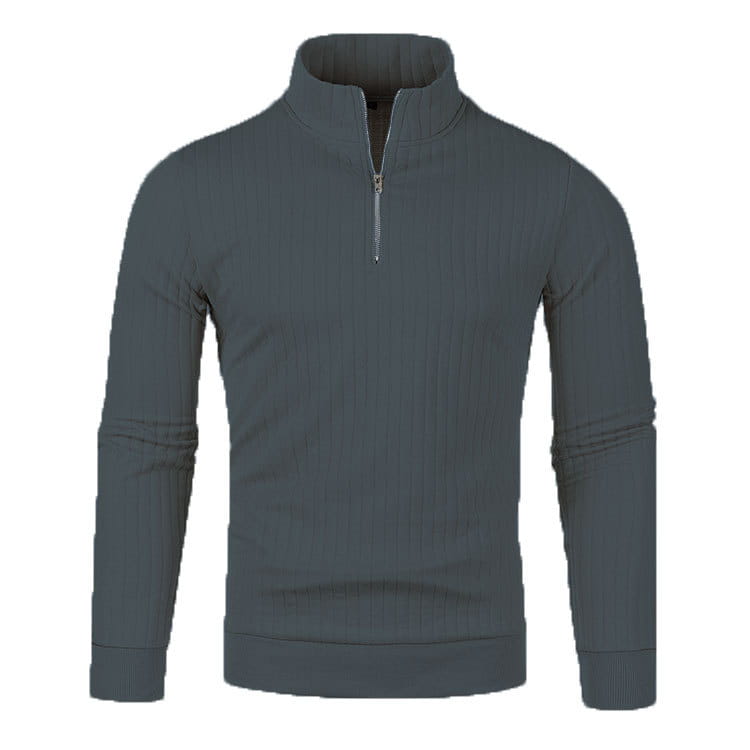 Leisure Pullover Men’s Half-high Collar Zip Sweater