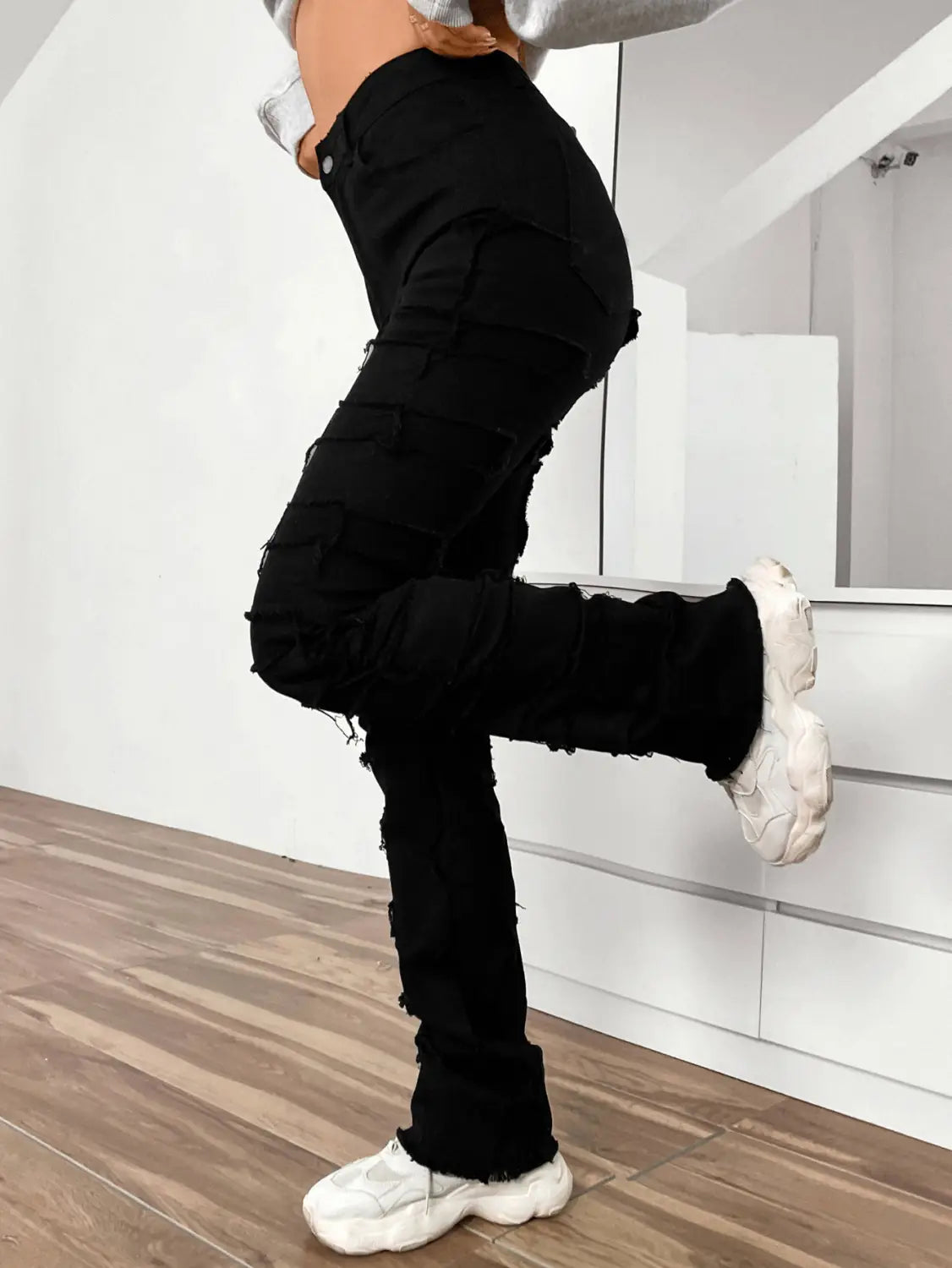 Women’s Embroidered Straight-leg Pants Fashion I Stretch Patchwork Jeans