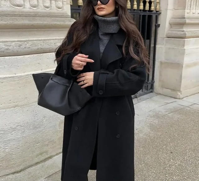 Loose Double Buckle Lapel Long Overcoat Outerwear
