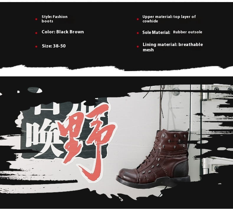 Men’s Warm Work Clothing Motorcycle Waterproof High-top Steampunk Leather Boots