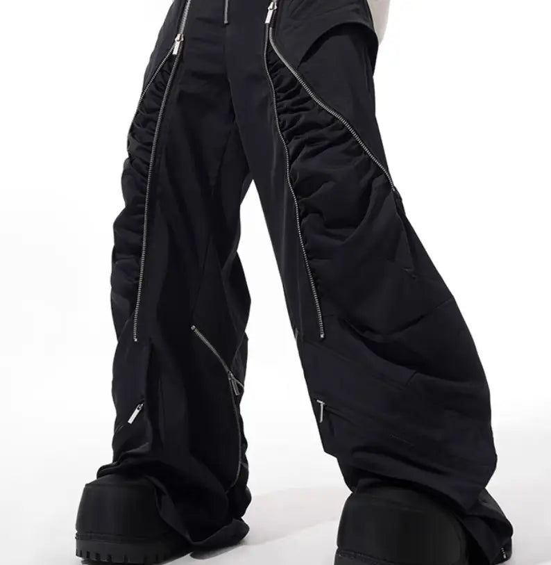 Deconstructing Design Zipper Workwear Casual Pants