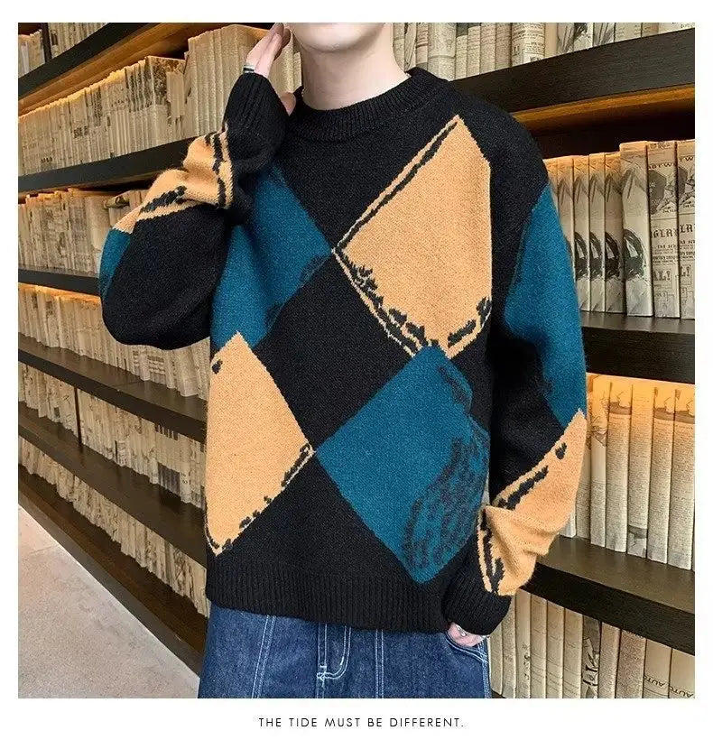 Casual Autumn And Winter Thickened Sweater Men’s Round Neck Lazy Trendy Bottoming Shirt