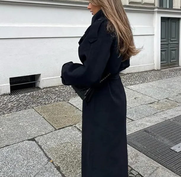 Loose Double Buckle Lapel Long Overcoat Outerwear