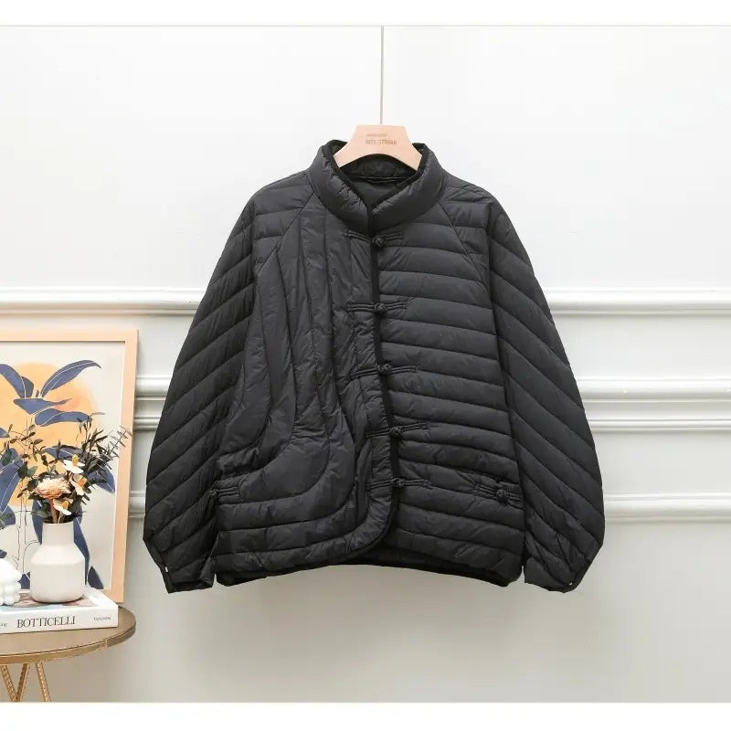 Autumn And Winter Ethnic Style Buckle White Duck Down Coat