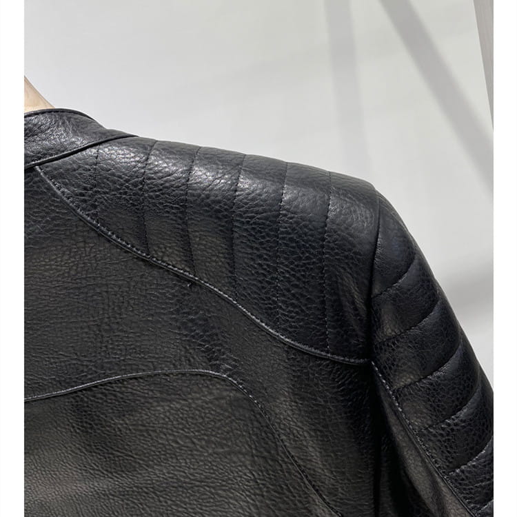 Men’s Sheep Bubble Cropped Leather Jacket
