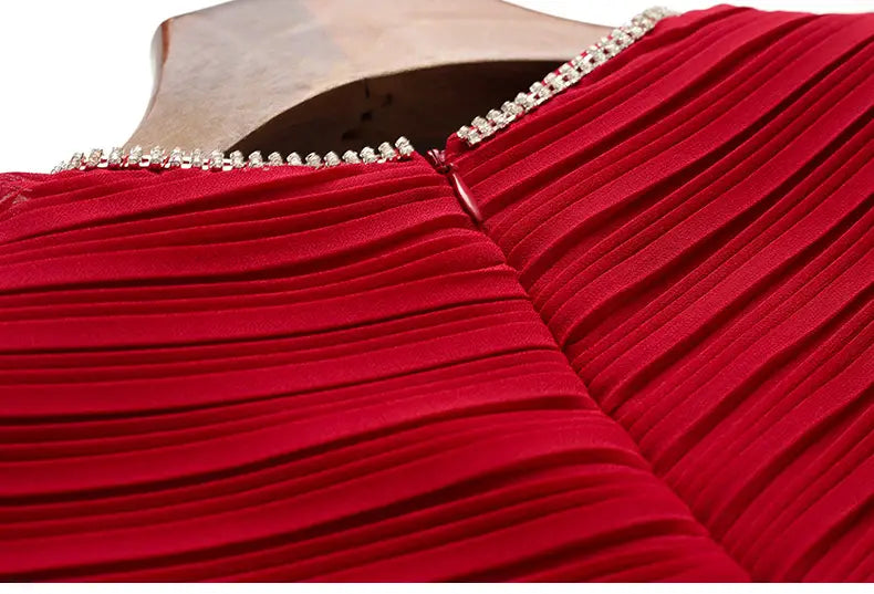 Slim Waist Length Skirt Red