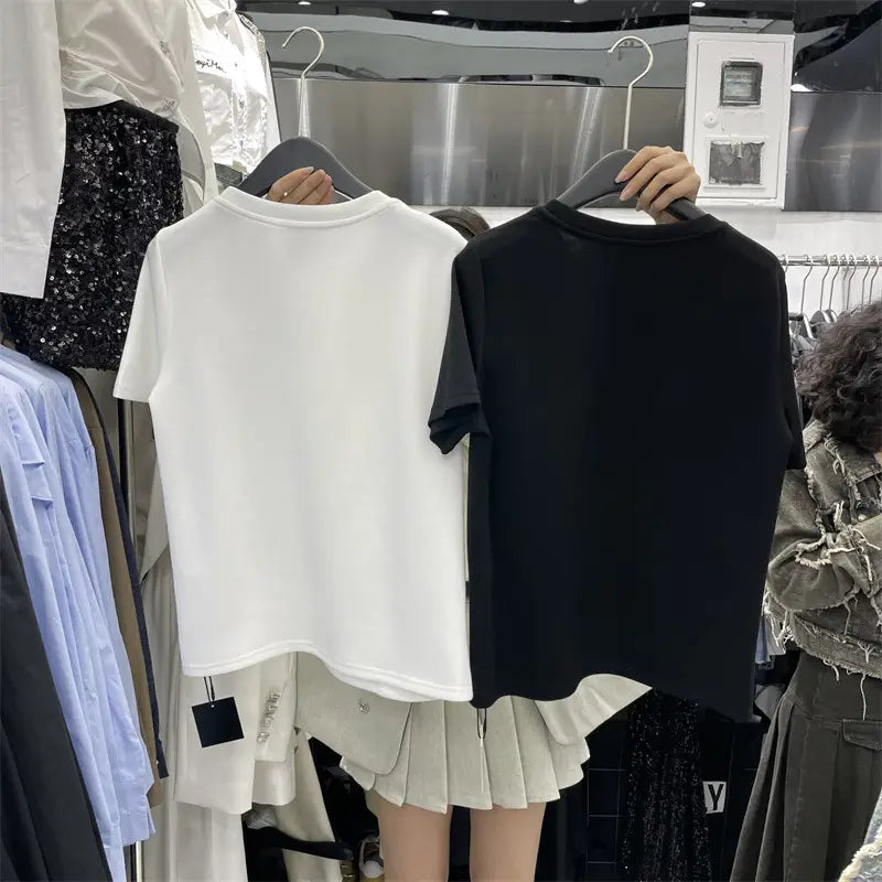 Three-dimensional Flower Air Layer Short-sleeved T-shirt For Women