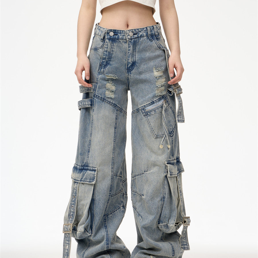 Deconstructing Heavy Industry Washed Cargo Pants - BLUE / S