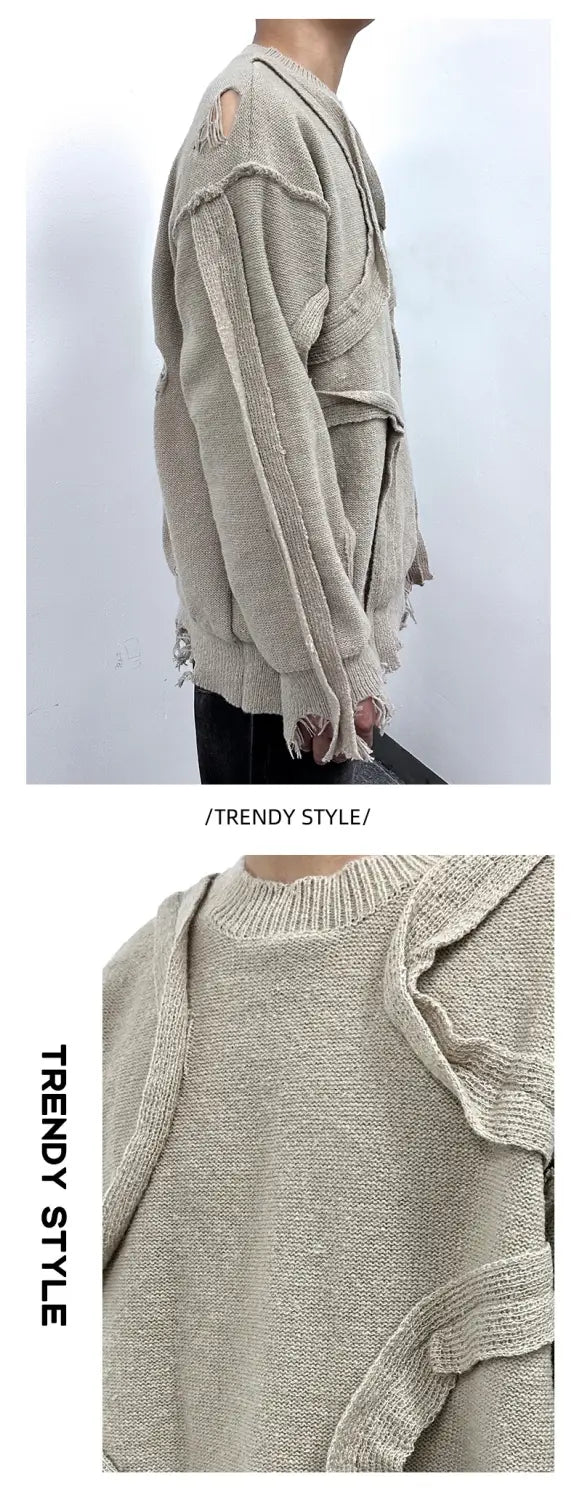 Winter New Retro Loose Fringe Design Round Neck Knitted