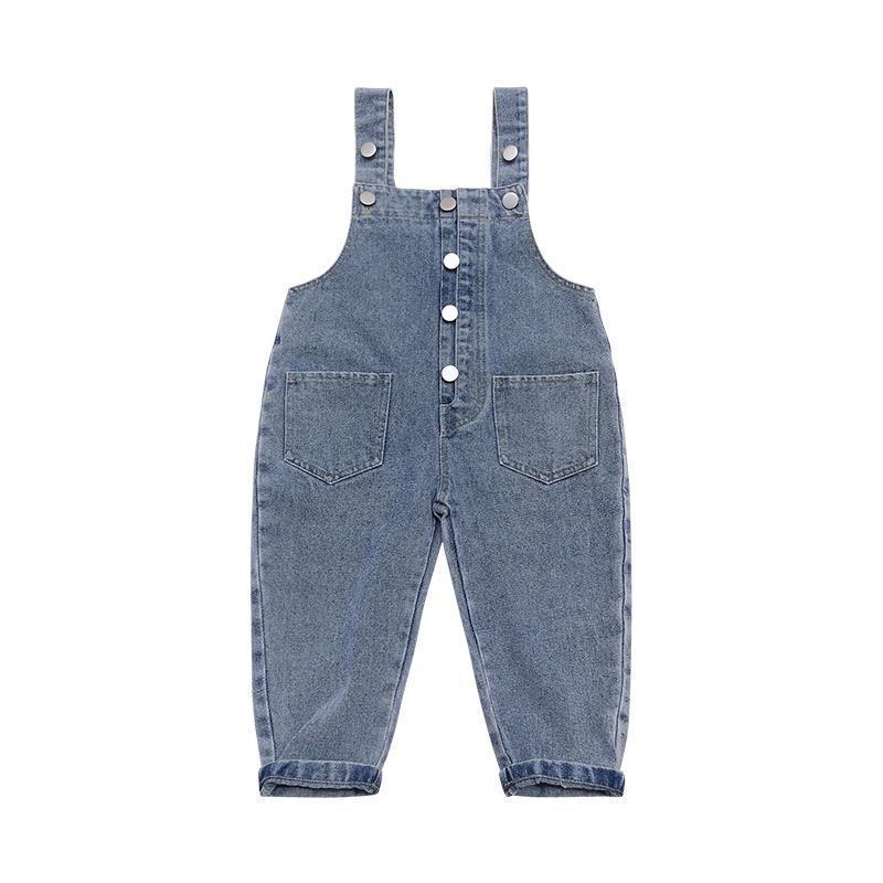 Girls Denim Overalls And Lace Shirt Two-piece Suit - Overalls / 90cm