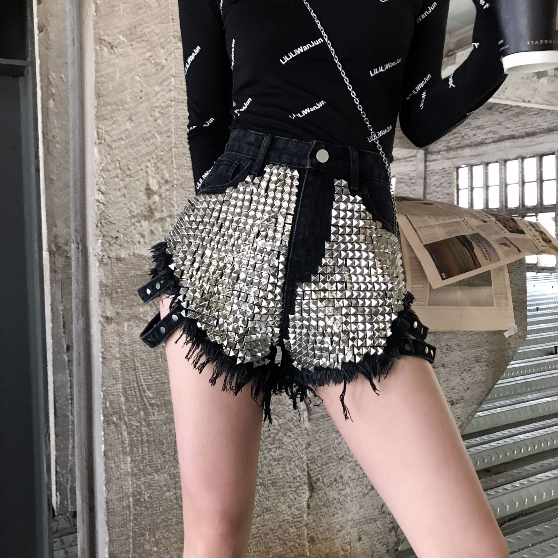 Denim Cotton: Unleash the Main Fabric Ingredient - Black Full Rivets / S