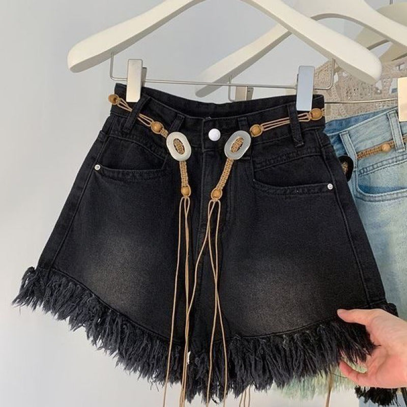 Denim Daredevils Raw Edge Denim Shorts - Black / S - 4