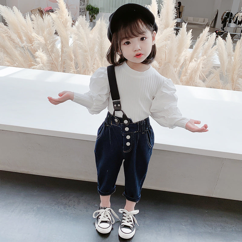 Autumn Shirt Fashion Denim Kids Two-piece Suit - Blue / 80cm