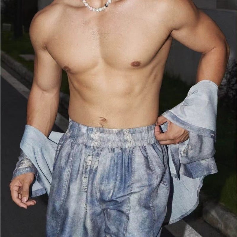 Summer New Denim Shirt Shorts Suit