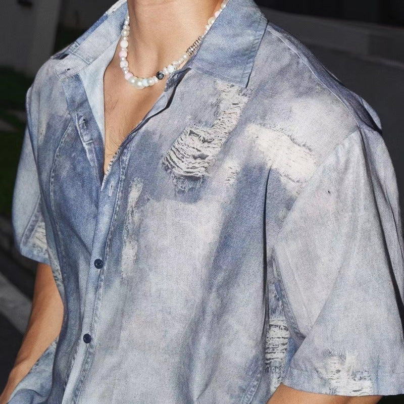 Summer New Denim Shirt Shorts Suit