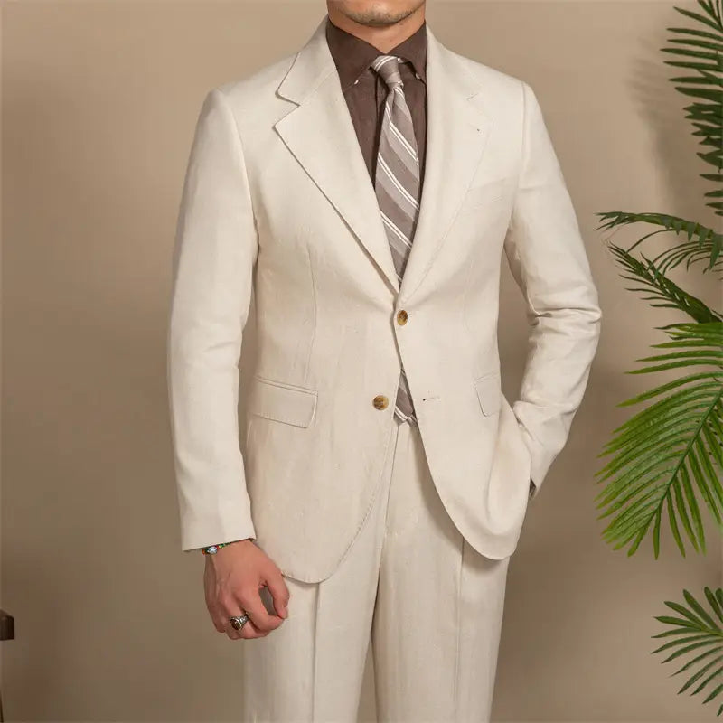 Hemp Texture Half Lined Slim Fit Men’s Suit