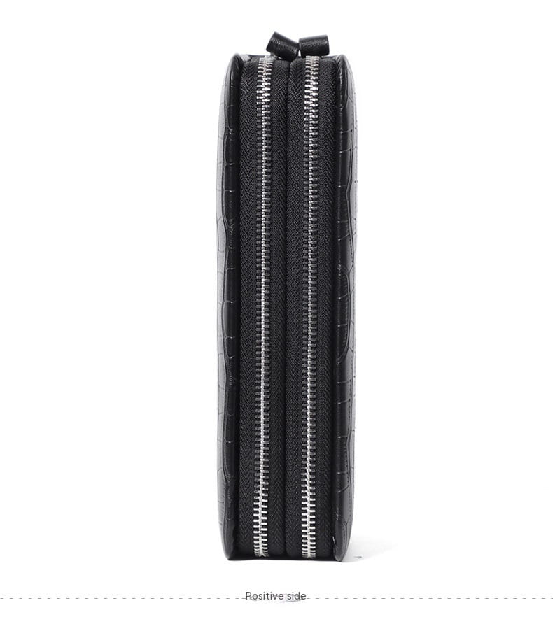 Men’s Leather Long Zipper Multiple Card Slots Wallet