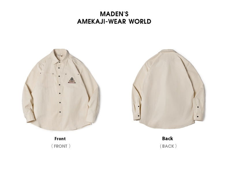 Men’s Retro Indian Totem Creamy-white Long-sleeved Shirt