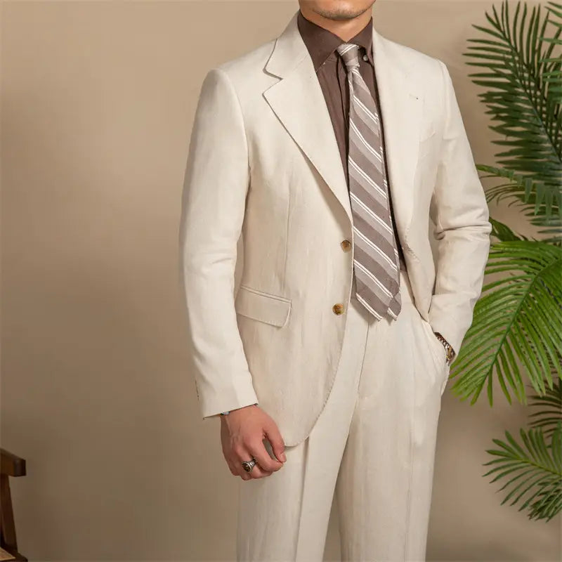 Hemp Texture Half Lined Slim Fit Men’s Suit