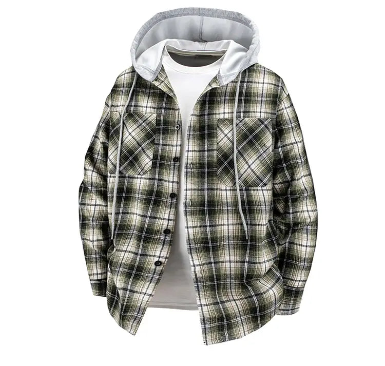 Hooded Men’s And Women’s Same Plaid Shirt Spring And Autumn