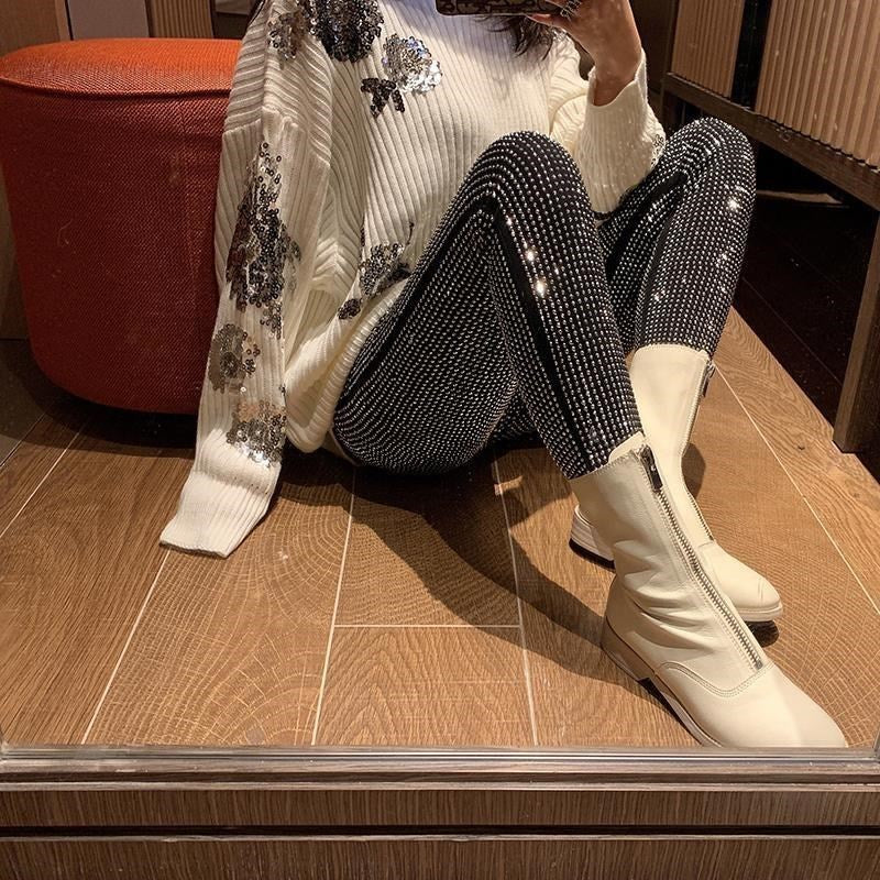 Diamond Dazzle Luxury Clothing Pencil Trousers