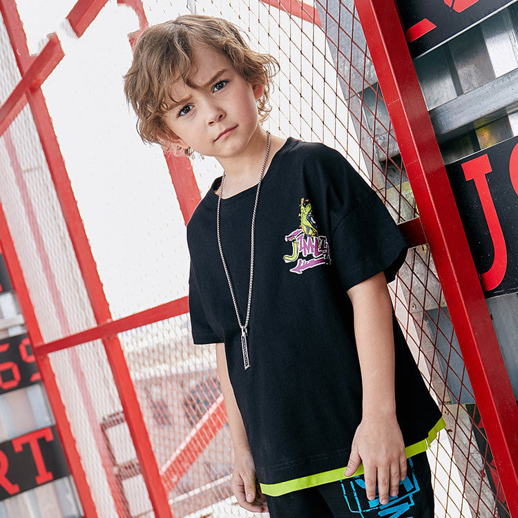 Dinosaur boy short sleeve T-shirt - Black / 160
