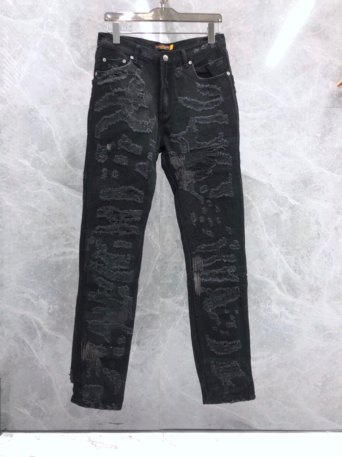 Blue and black cow embroidered jeans - Black / 1size