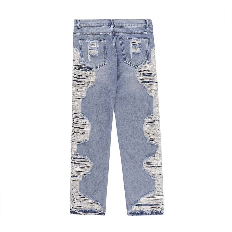 Worn Out Cat Whisker Jeans Loose Personality Hip-hop Straight Pants