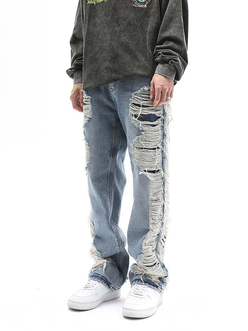Worn Out Cat Whisker Jeans Loose Personality Hip-hop Straight Pants