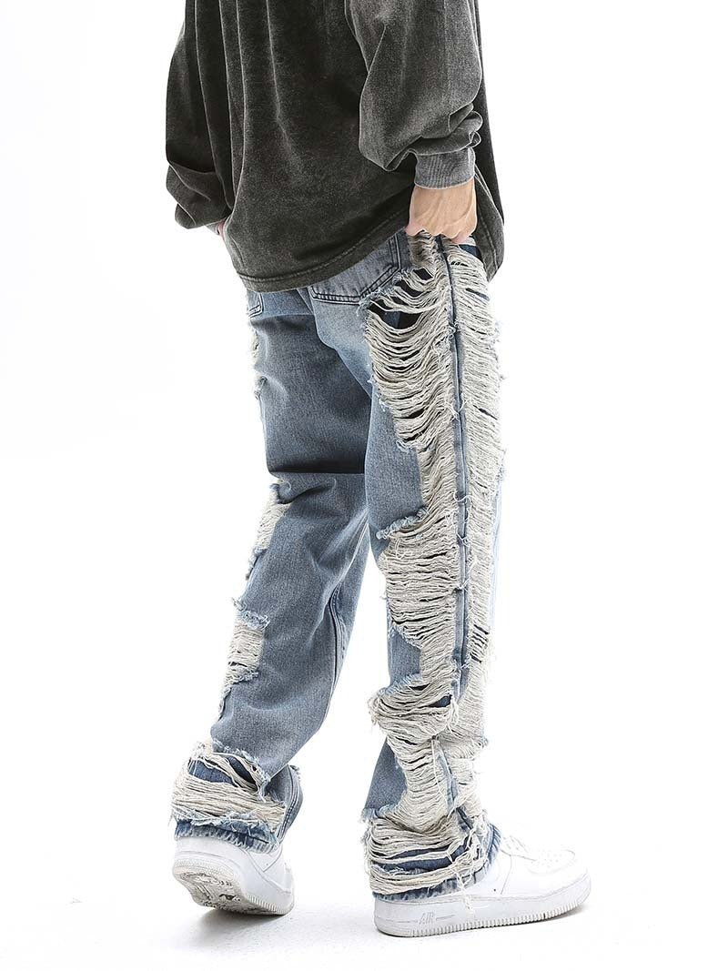 Worn Out Cat Whisker Jeans Loose Personality Hip-hop Straight Pants