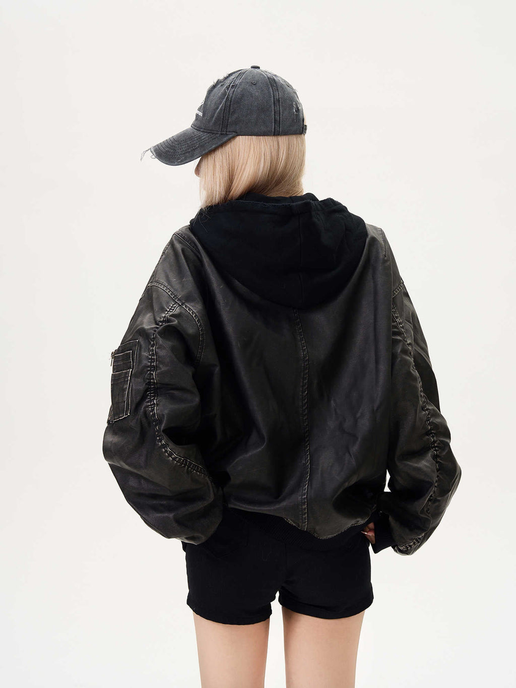 Distressed Hooded Flight Jacket Men’s And Women’s Heavy Coat