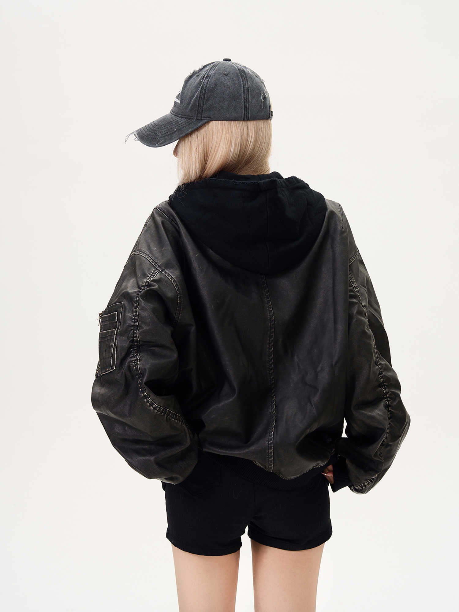 Distressed Hooded Flight Jacket Men’s And Women’s Heavy Coat