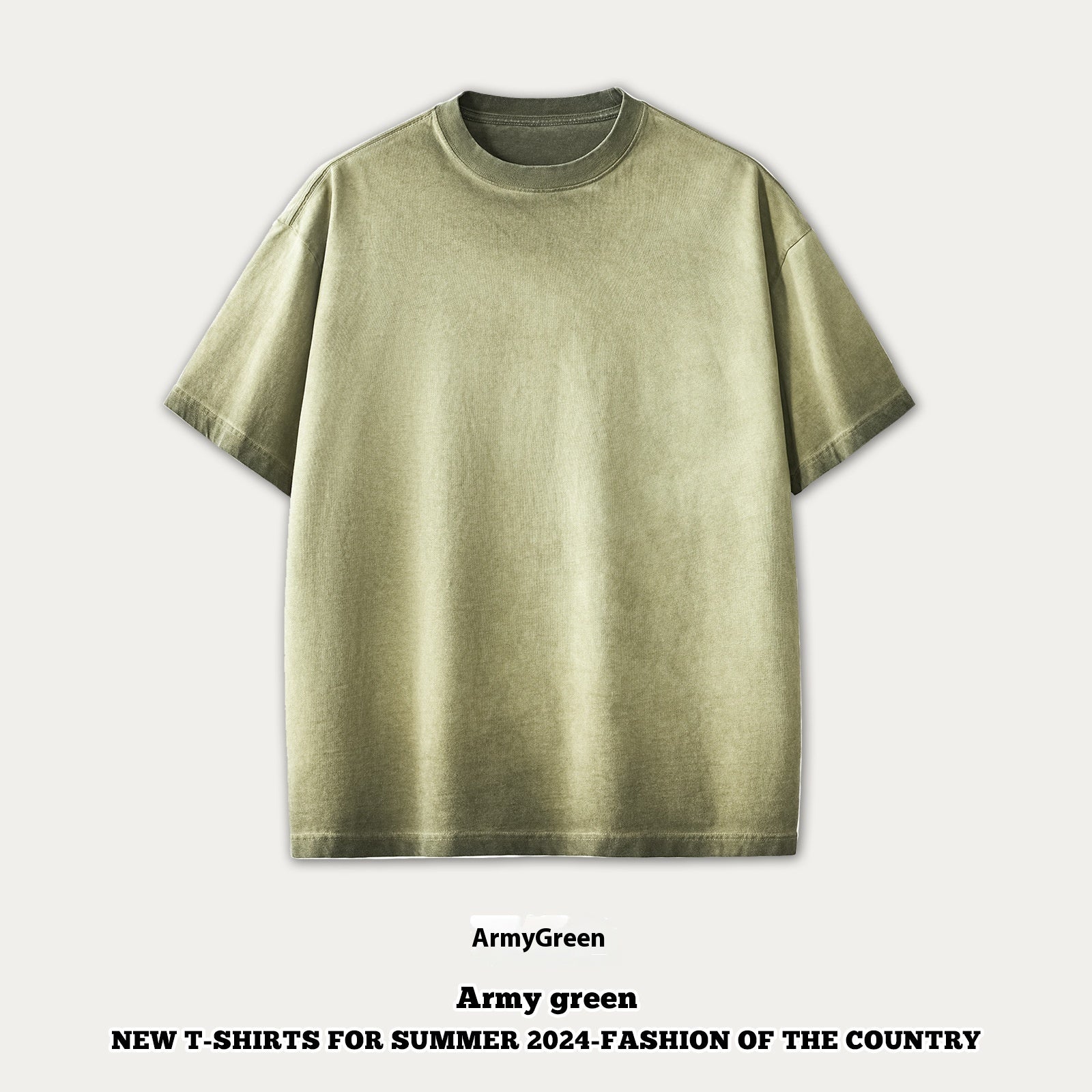 Street Dopamine Pure Cotton Washed Old Short Sleeve - Army Green / S