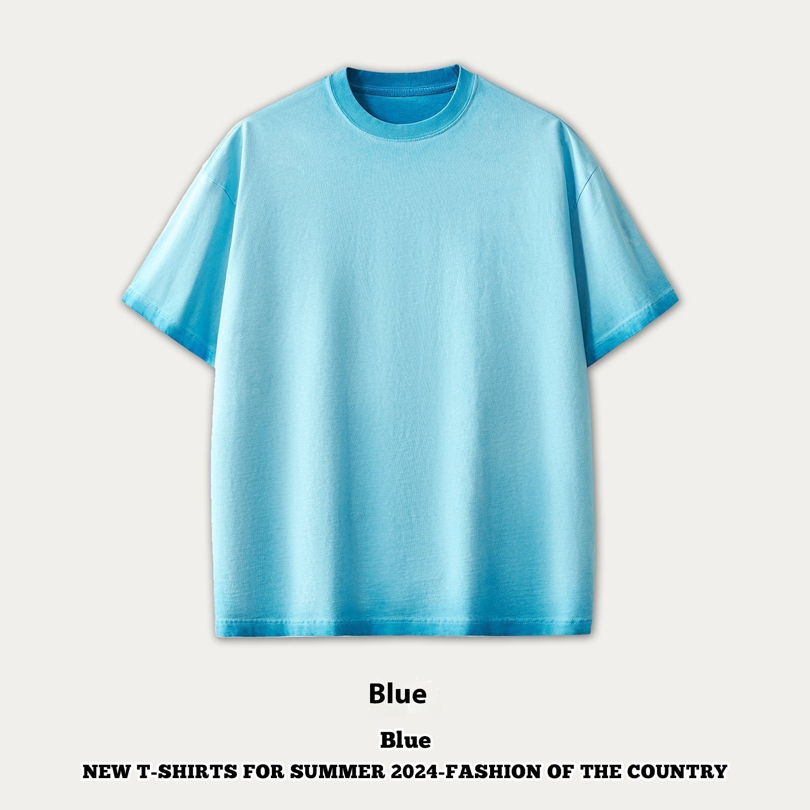 Street Dopamine Pure Cotton Washed Old Short Sleeve - Blue / S