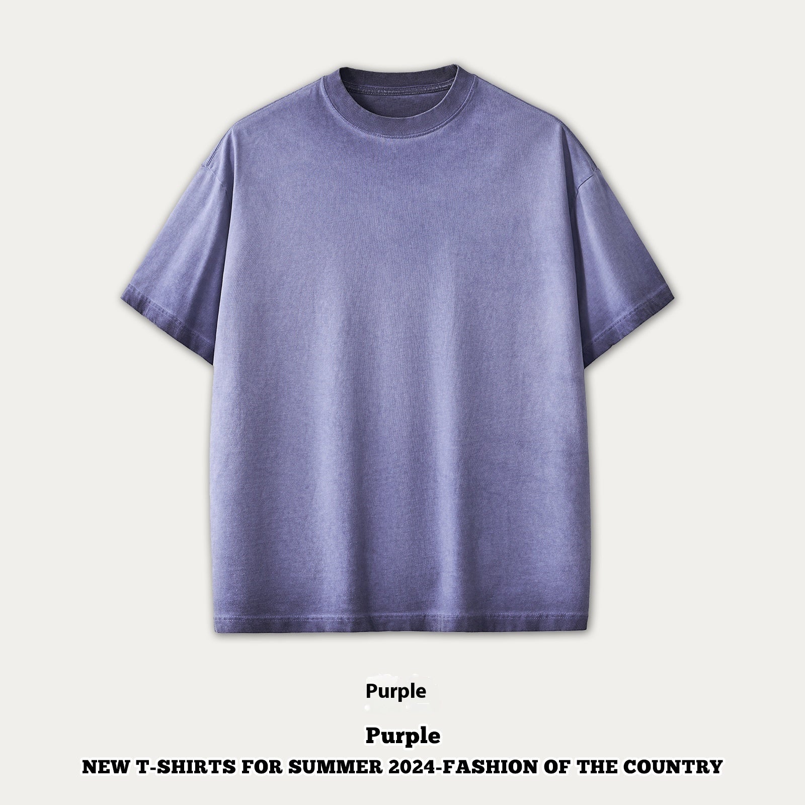 Street Dopamine Pure Cotton Washed Old Short Sleeve - Purple / S