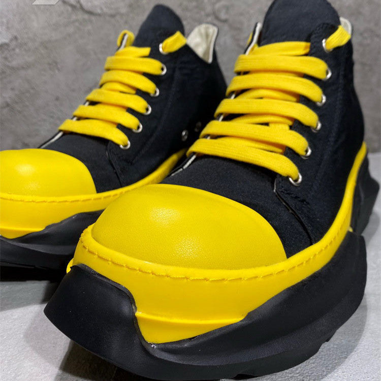 Black and yellow platform sneakers in luxury fashion for all, size larger available