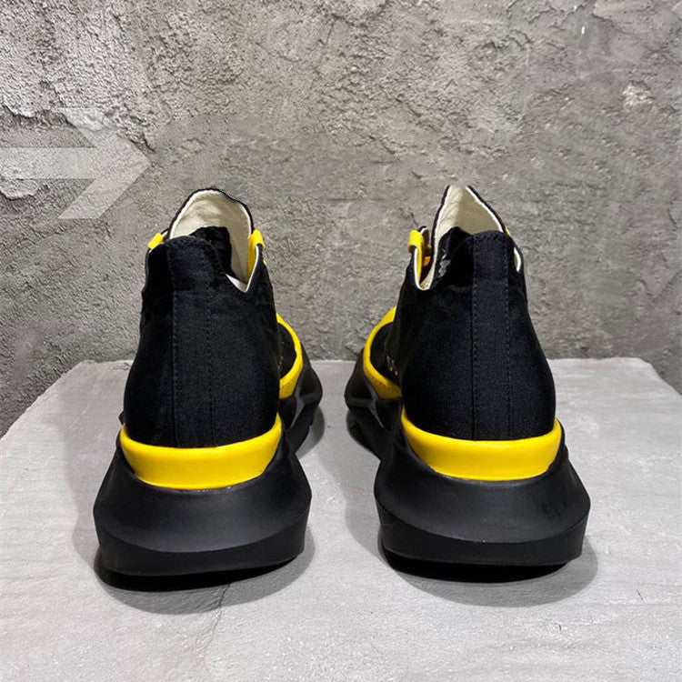 Black and yellow platform sneakers showcasing luxury fashion for all in size larger