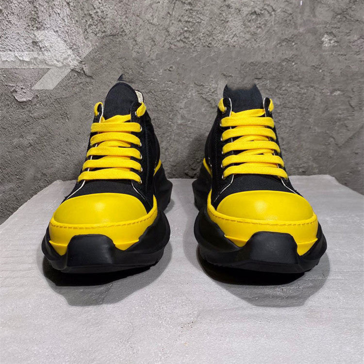Black and yellow high-top sneakers from Double Bottom Satin Canvas luxury fashion for all
