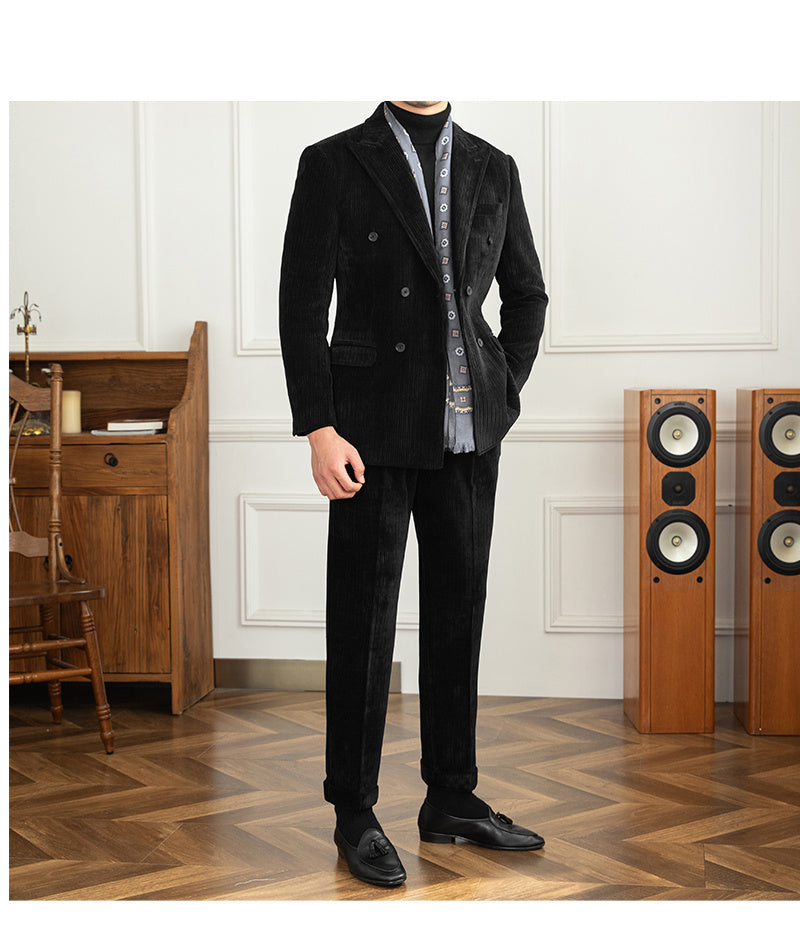 Double Breasted Suit Light Luxury Autumn And Winter - Black / Suit L Pants 30